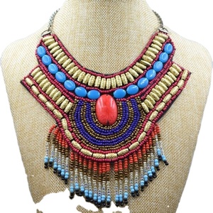 CRYSTAL CRAFT Modern Style Handmade Multi-Color Glass Beaded Embroidery Necklace Trendy Fashion Accessory for Girls - Product Image 1