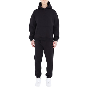 Sweat-shirt à capuche surdimensionné pour homme, noir, à séchage rapide, en molleton, pull décontracté, couleur unie, mélange de coton, vêtements décontractés - Product Image 1
