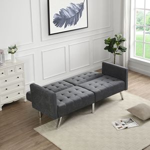 Sofá cama plegable convertible gris oscuro con reposabrazos para sala de estar, dormitorio, apartamento o sala de lectura - Product Image 2