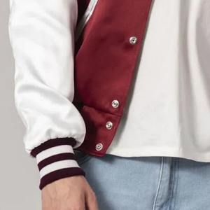 Veste de baseball classique, style varsity, mélange de laine, manches en cuir, patch brodé, veste décontractée pour homme - Product Image 5