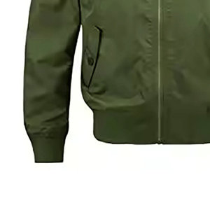 Blouson bomber vert olive pour homme, coupe classique, couleur unie, fermeture éclair, style décontracté, matière polyester, vêtement d'automne - Product Image 4