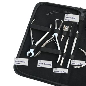 Kit d'outils pour extensions capillaires : Dissolvant de micro-perles, Coupe-liaisons à la kératine, Crochets, Pinces à boucles, Ciseaux à doigts, Peigne, Aiguille, Ensemble d'accessoires - Product Image 3