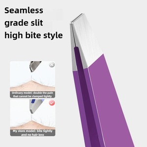 Ensemble de 4 pinces à épiler pour sourcils en acier inoxydable rose personnalisées, étui moderne, pointes pointues et droites, légères et durables - Product Image 2