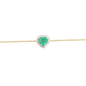 Latest Trending Products Zambian Emerald & Diamond K14 <b>Solid</b> Yellow <b>Gold</b> Spring Lock Heart Halo Bracelet Bulk Fine Jewelry - Product Image 3
