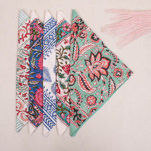 Bohemian Fashion Eco Friendly Cotton Block Printed Bandana <b>Square</b> <b>Scarf</b> Unisex Summer Bag Hair Accessories Durable Breathable - Product Image 1