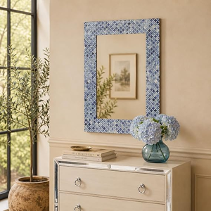Modern Design Silver Luxury Framed <b>Wall</b> <b>Mirror</b> Handmade Decorative Bone Inlay Pattern Adds Luxurious Refined Touch for Home - Product Image 6