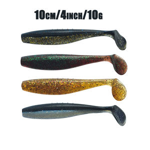 Vente en gros OEM <span class=keywords><strong>Leurre</strong></span> souple de pêche 100mm 10g, type Shad à queue en T, appât ver pour la pêche au bar et à la truite - Product Image 1