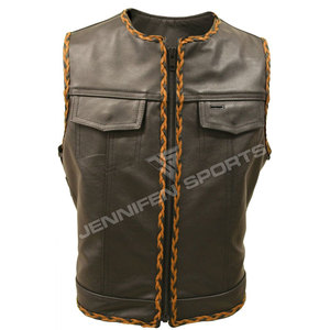 Chaleco de Motocicleta de Cuero Genuino para Hombre, Fabricado con Calidad Premium para Motociclistas que Buscan una Opción de Equipo de Conducción Elegante, Limpia y Duradera - Product Image 1