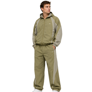 Contrast Panel Unisex Windbreaker <b>Tracksuit</b> Waterproof Custom Logo Print Color Block <b>Retro</b> Nylon Sportswear Wholesale Supplier - Product Image 1