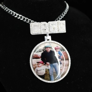 Pendentif Moissanite Iced Out avec breloques photo, en argent 925, style Hip Hop, pendentif personnalisé avec nom et lettre, pendentif cercle souvenir - Product Image 5