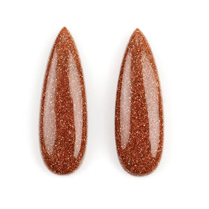 Gema suelta calibrada de piedra dorada natural marrón de calidad AAA+ de 10x30mm, forma de pera larga con parte trasera plana, para fabricación de joyas, proveedor - Product Image 1