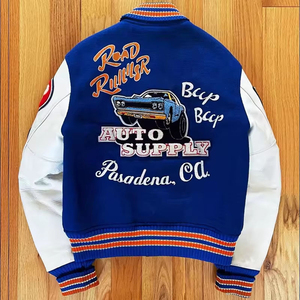 Custom Men's Varsity <b>Jacket</b> Wholesale <b>Retro</b> Vintage <b>Leather</b> Sleeve Letter Embroidered Bomber <b>Jacket</b> Custom Varsity <b>Jacket</b> - Product Image 2
