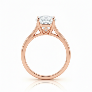 Bague de fiançailles en or rose 9 carats avec diamant de laboratoire taille ovale, solitaire certifié IGI, bague de mariage moderne plaquée or, cadeau - Product Image 3