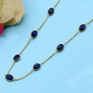Pulsera Minimalista de Oro Amarillo Sólido de 18k con Zafiro Azul Natural, Joyería de Moda, Regalo para Fiestas, Venta al por Mayor - Product Image 4