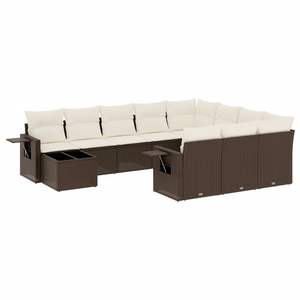 Conjunto de Sofá de Jardín de Ratán PE Marrón con Acero con Recubrimiento en Polvo y Vidrio Templado, Muebles de Exterior Premium - Product Image 2