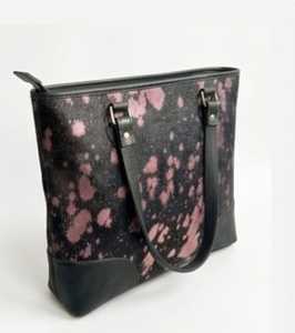Women Faux Leather Tote Bag <b>Pink</b> Spot Print Large Capacity Shoulder Handbag Classic Zip Closure Daily Use - Product Image 5