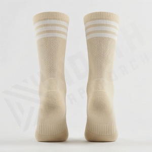 Crew <b>Socks</b> Beige Striped Knitted Breathable Cotton Adult Summer Casual Daily Use - Product Image 2