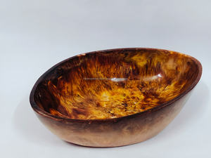 Bol de couleur ambre de meilleure qualité de forme ovale, bol de pâte en résine texture en bois Bol de pâte en résine habilement conçu par artison - Product Image 6