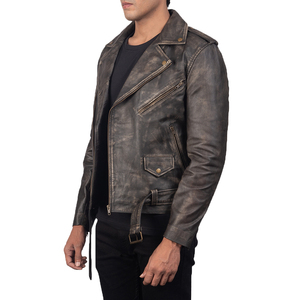 Unisex Vintage Style Genuine Leather <b>Jacket</b> Distressed Black Waterproof Windproof <b>Bomber</b> Winter Custom ODM Manufacturer - Product Image 2