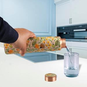 Floral Print Copper Water Bottle Nature Inspired Designer Drink Bottle Reusable Travel Bottle For Home Office And Daily Use - Product Image 2