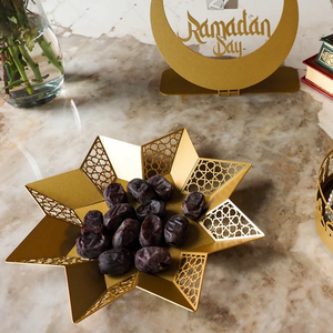 ถาดเสิร์ฟรูปดาวโลหะสำหรับใส่ผลไม้อบแห้ง ช็อกโกแลต เครื่องประดับ ของขวัญรอมฎอน อีด ของตกแต่งบ้าน ใช้ในตลาดต่างๆ - Product Image 2
