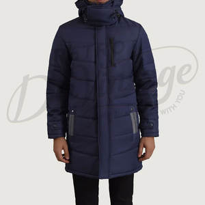 Chaqueta Larga Acolchada Azul Marino para Hombre, Parka de Invierno con Capucha, Abrigo Grueso Acolchado, Gabardina Acolchada para Exteriores - Product Image 3