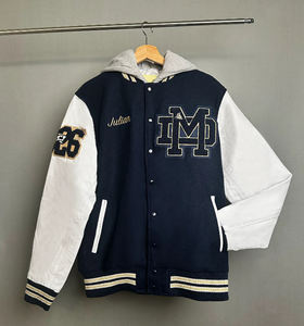 แจ็คเก็ตวาร์ซิตี้หนังบุขนแกะสไตล์เท่ห์สำหรับผู้ชายขายส่งยอดนิยม แจ็คเก็ตเบสบอลบอมเบอร์สำหรับผู้ชาย - Product Image 5