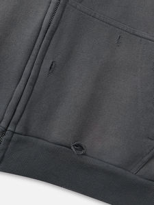 Men's Custom Logo High Quality Distress French Terry <b>Hoodies</b> 400gsm Sun-Faded Washed Vintage Oversize Zip up <b>Hoodie</b> OEM Supplier - Product Image 2