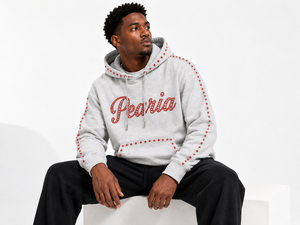 Sweat-shirt à capuche gris pour homme avec broderie étoile en strass, en molleton, coupe droite, style streetwear, hiver, 330g - Product Image 5