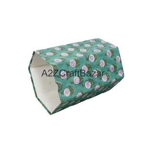 Cubo de Basura Plegable Hexagonal de Cartón de Papel de Algodón Ecológico Hecho a Mano en India con Diseños Impresos DIY - Product Image 5