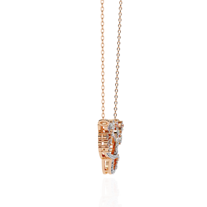 Interlocking Loop <b>Necklace</b> Featuring Multi Shape 10K 14K 18K Rose Gold Floral Cluster with Marquise Princess Pear Cut Diamond - Product Image 3