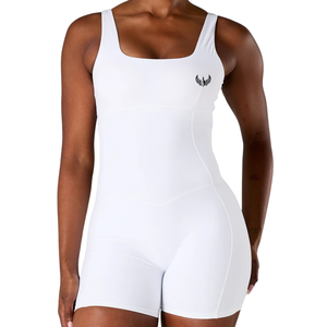 Combinaison de sport blanche pour femme, dos ouvert, sans manches, extensible, respirante, pour yoga, gym et entraînement - Product Image 3