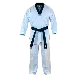 Uniforme de taekwondo de tela premium de polialgodón, ligero, transpirable, duradero, uniforme de entrenamiento con diseño de cuello en V para hombres y mujeres. - Product Image 6