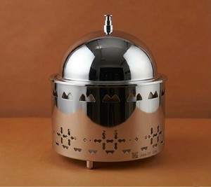 Luxury Matte Finished Casserole Stainless Steel <b>Pot</b> with Round <b>Lid</b> Laser Cutwork Hotpot for Arabic Majlis Dining Tabletop Buffet - Product Image 4