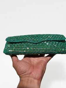 กระเป๋าคลัทช์ทรงสี่เหลี่ยมผืนผ้า ALI FASHION ART ทำมือ สีชมพู ส้ม ทอง ประดับลูกปัด ลายปักดอกไม้ ผ้าฝ้าย - Product Image 1