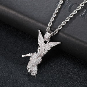 Hip Hop Pendant Jewelry Men Luxury 18K Gold Plated Moissanite <b>Angel</b> Pendant Necklace Iced Out Diamond <b>Angel</b> Gun <b>Charm</b> Pendant - Product Image 3