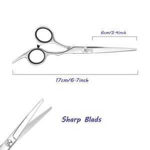 Ensemble professionnel de ciseaux de barbier argentés avec logo personnalisé, ciseaux de coupe de cheveux en acier inoxydable, peigne de coiffure et coffret cadeau, kits de salon - Product Image 3