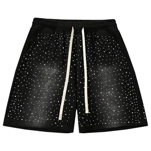 Pantalones Cortos de Verano para Hombre de Alta Calidad, Lavado Ácido, Cintura Media, con Cordón, de Felpa Francesa 100% Algodón, Estampados, Estilo Urbano - Product Image 2