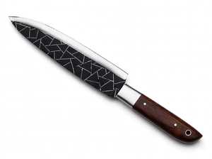 Couteau de chef professionnel pour le bricolage avec option OEM, manche en bois de rose et lame en acier à haute teneur en carbone revêtue, étui en cuir enroulable - Product Image 5