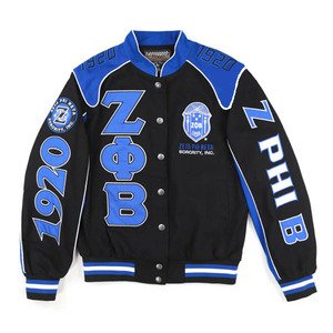 เสื้อแจ็คเก็ตบอมเบอร์แบบวาร์ซิตี้พรีเมียมสั่งทำพิเศษสำหรับชมรมนักเรียนหญิงเซต้า ฟิ เบต้า  พร้อมงานปักลายปะติด ดีไซน์กันลม ระบายอากาศได้ดี - Product Image 4