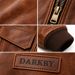 Chaqueta de aviador A2 de cuero auténtico con cuello vuelto, puños acanalados, dobladillo elástico y bolsillo grande con solapa para hombre, fabricante personalizado - Product Image 6