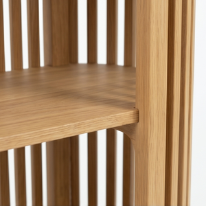 Modern <b>Solid</b> Teak <b>Wood</b> Slatted Display Shelf <b>Bookcase</b> Living Room Furniture Minimalist Wooden Storage Cabinet - Product Image 4