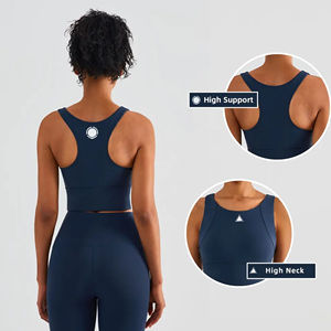 Sujetador deportivo con cuello en U para mujer, top corto personalizado para gimnasio, entrenamiento y yoga con un elegante diseño en la espalda - Product Image 4