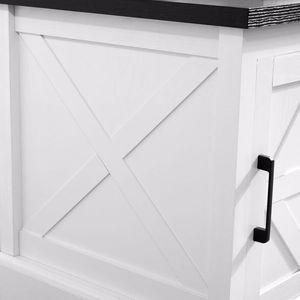 Farmhouse Rectangular End Table with Adjustable Storage Shelf Rustic Nightstand with Barn Door for Sofa <b>Side</b> Use - Product Image 5