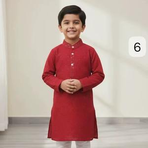 Conjunto de Kurta y Pijama para Niños, Fabricado en India, con Bordado Chikankari de Lakhnavi, para Ocasiones Especiales y Celebraciones, en Venta - Product Image 1
