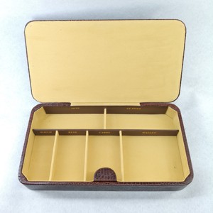 Vintage Leather Crocodile Print Business Set Desktop Organizer Multiple Compartment Wallet Glass Key Card Pen Holder Wholesale - Product Image 3