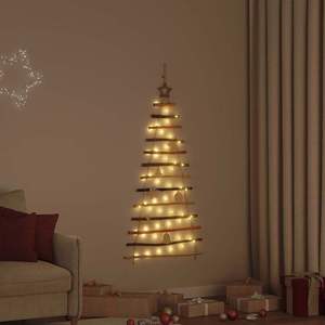 Sapin de Noël en bois de frêne massif de 47,2 pouces avec 50 LED, lumières de Noël naturelles - Product Image 1