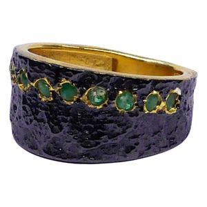 Wedding Wear 925 Sterling <b>Silver</b> Gold Plated Jewelry <b>Emerald</b> Gemstone Women Wear Classic Couple <b>Ring</b> - Product Image 4