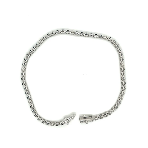 Pulsera de tenis vintage para mujer, chapada en plata de aleación, con zafiro y diamantes de talla brillante redonda en engaste de canal - Product Image 2