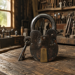 SHUBHAM Cadenas en fer vintage, rustique, fait main, décoratif, avec clé, style ancien, pour la décoration intérieure - Product Image 5